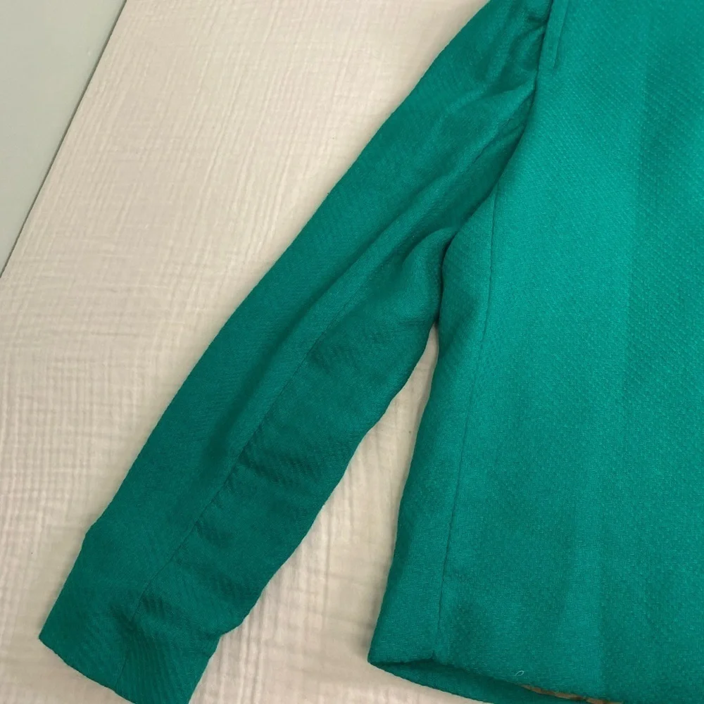 MNG Suit Green Blazer Jacket Gold Accents Size Large Classic Preppy Full Zip